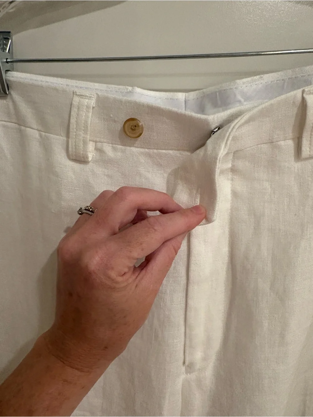 Lauren Ralph Lauren White 100% Linen Trouser Pants Beach Wedding Resort 40 x 32